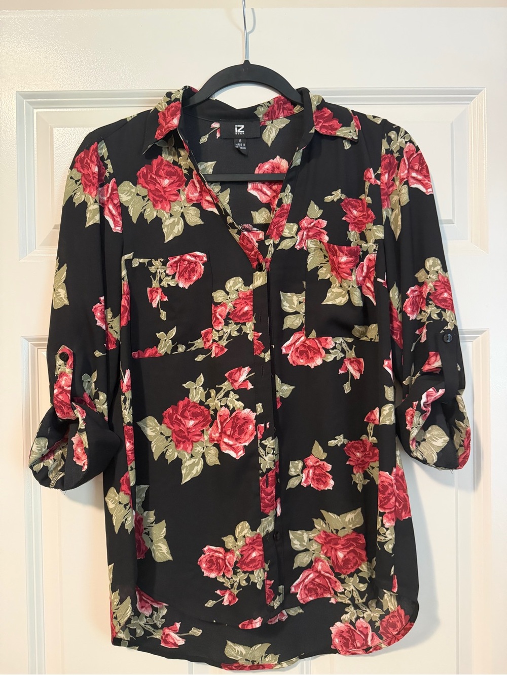 Floral Blouse in Black & Red